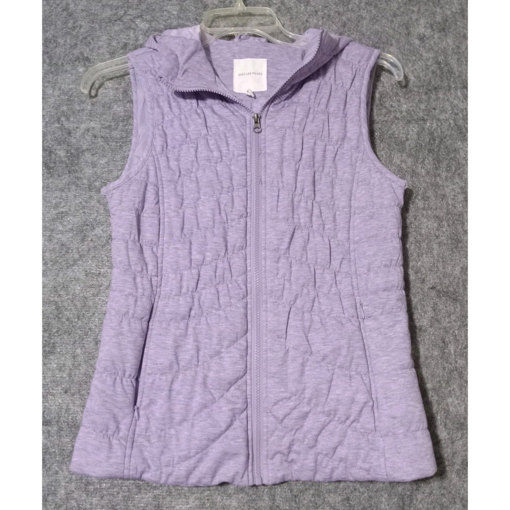 Avec Les Filles Women's Purple Sleeveless Vest Full Zip Jacket S Lined